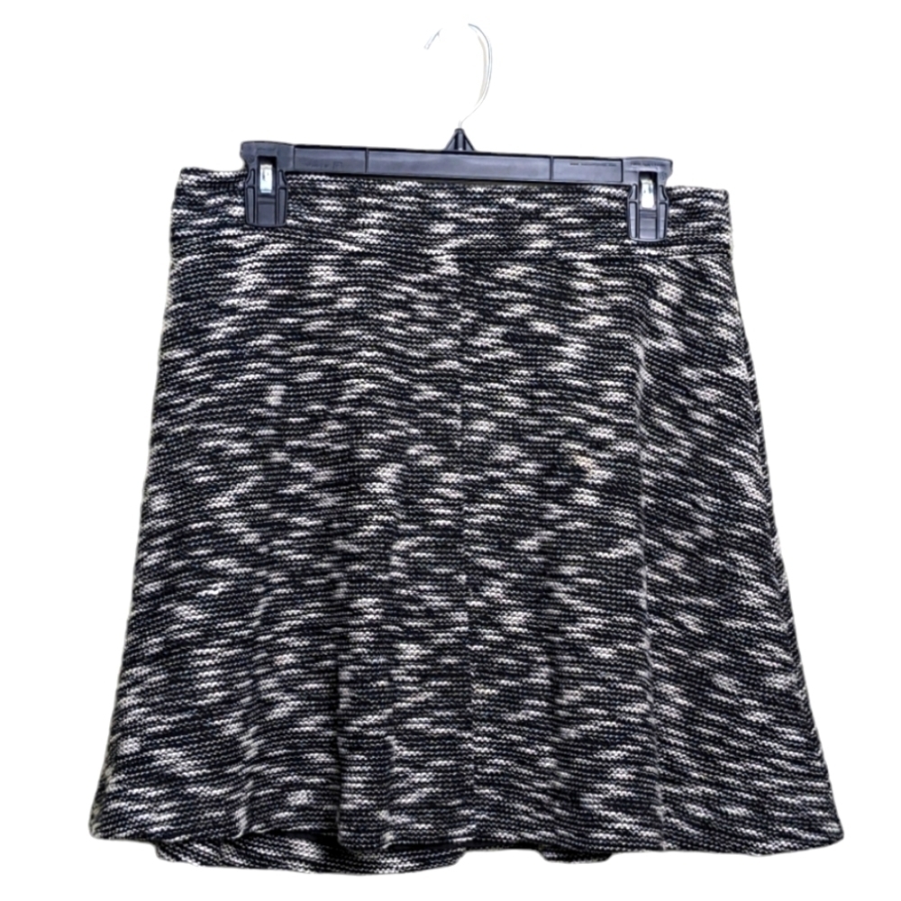 Loft Skirt Black Gray White Flowy Lined Knit Cotton Zipper Unique Fun Short